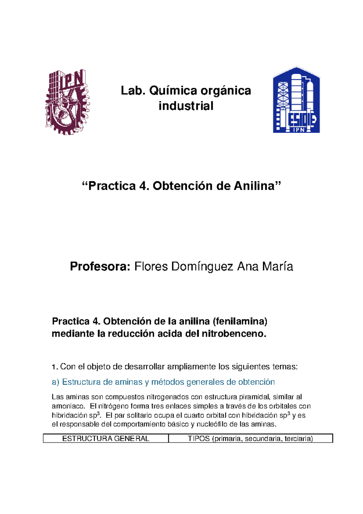 estructura de anilina