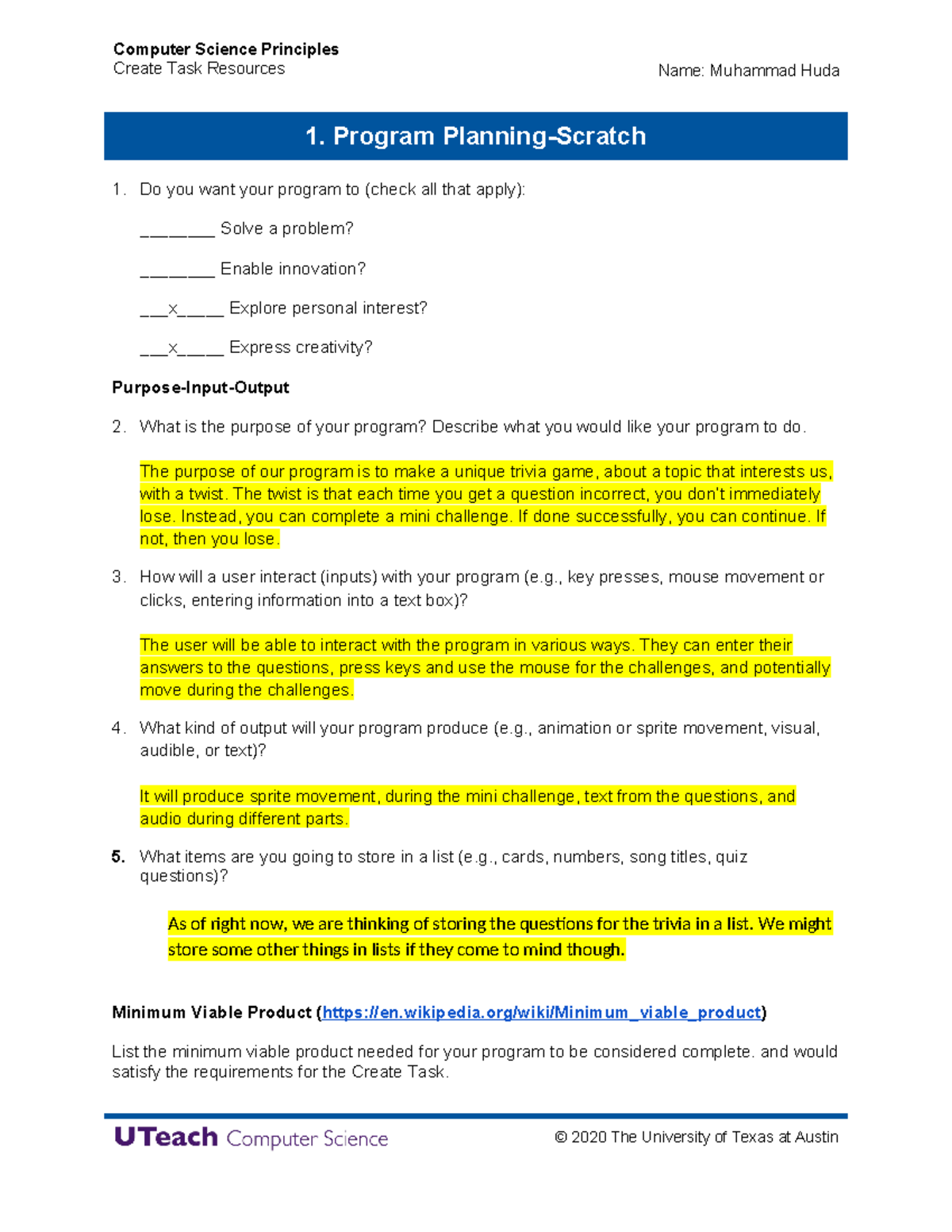 Ap Comp Sci Principles Create Task Rubric - e6cojdb