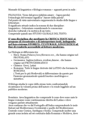 Filologia Romanza Riassunto Modulo A Prof Marinetti Dettagliato Studocu