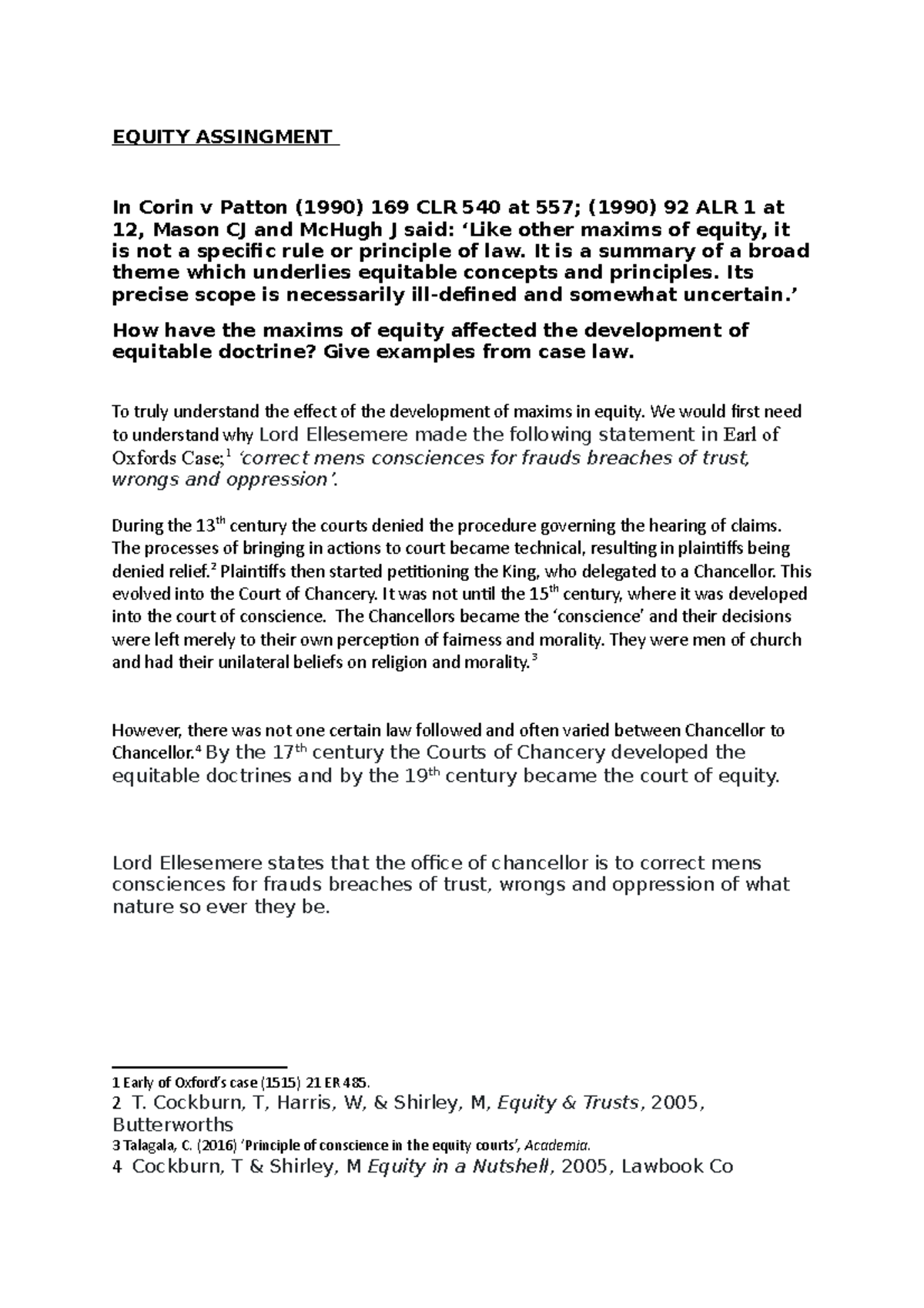 Equity Assignment on equity for semester one - EQUITY ASSINGMENT In ...