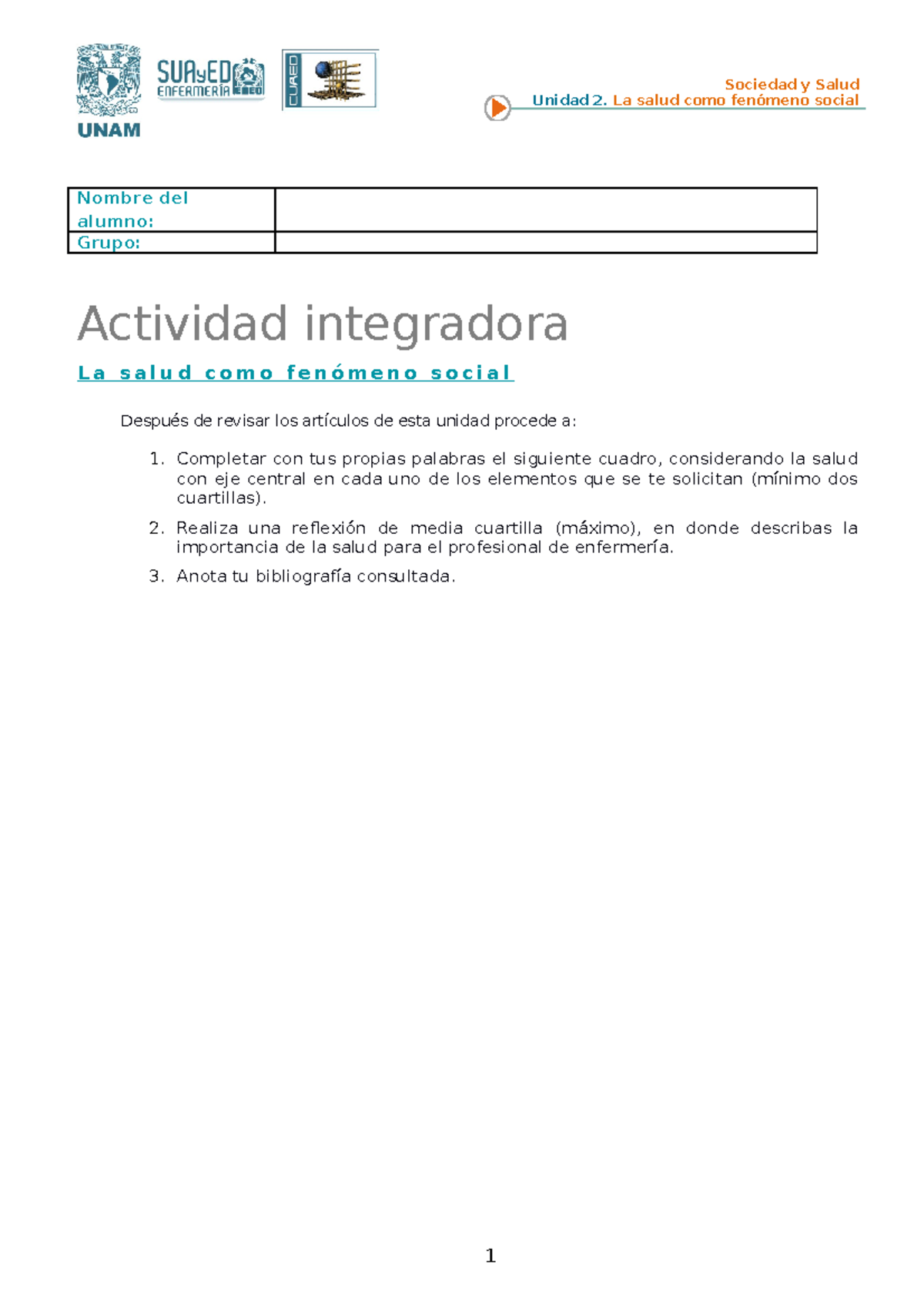 Unidad 2 Ensay - Actividad Integradora 2 - Sociedad Y Salud Unidad 2 ...