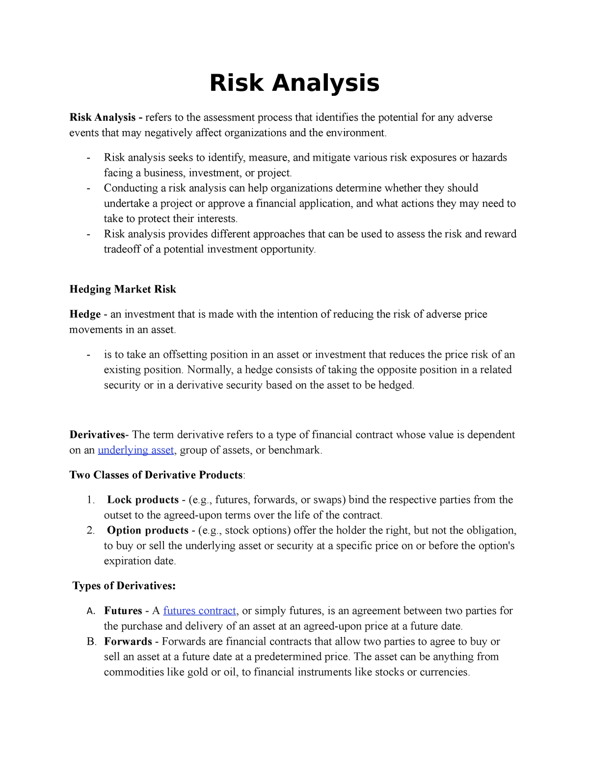 Far Reporting Risk Analysis Risk Analysis Refers To The Assessment Process That