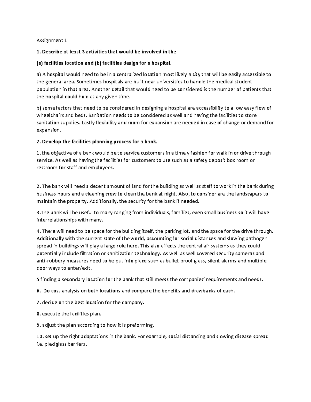 IER460 Assignment 1 - Assignment 1 Describe at least 3 activities that ...