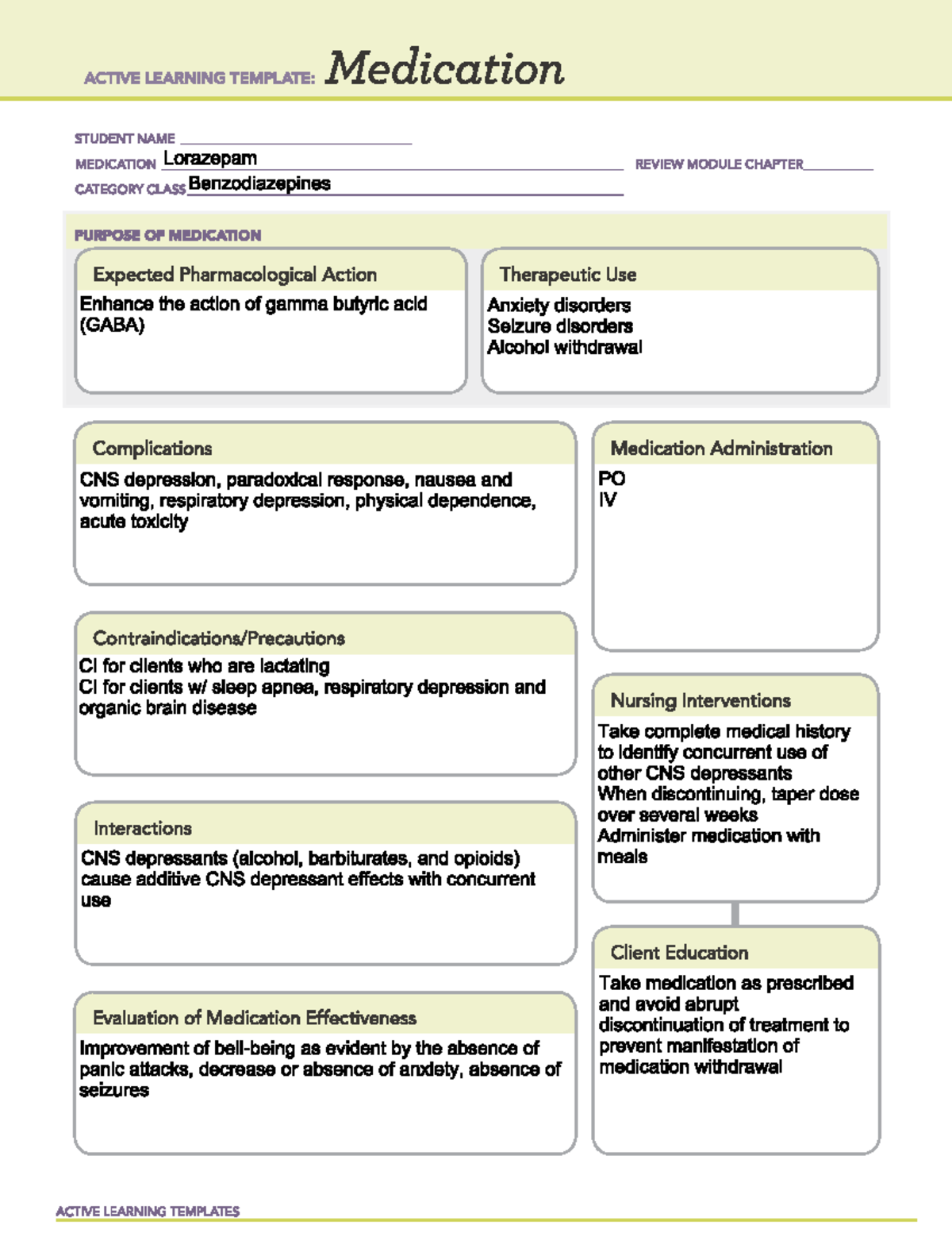 Lorazepam - Blood pressure medications - NURSE 252 - Studocu