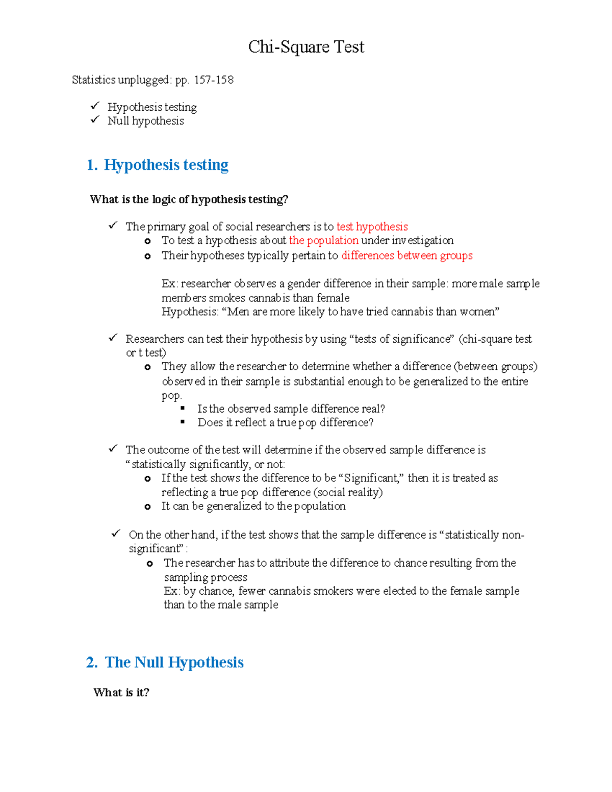 Chi test practice materials and lecture notes - Statistics unplugged ...