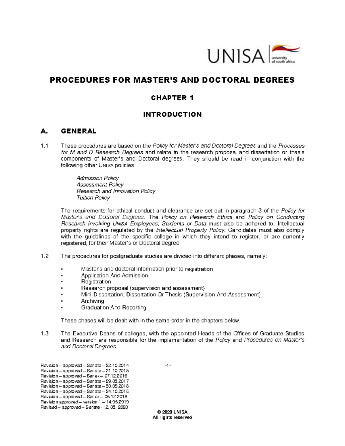 Procedures Masters Doctoral Degrees 12032020 - Revision – approved ...