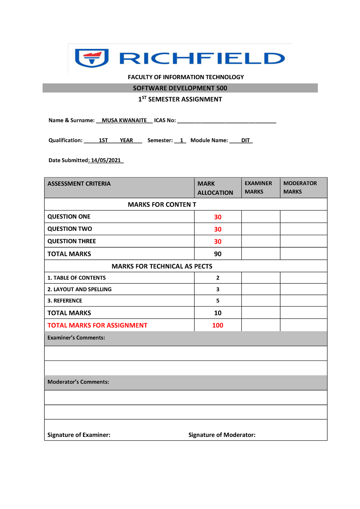 Software Development course 511 2022 - FACULTY OF INFORMATION ...