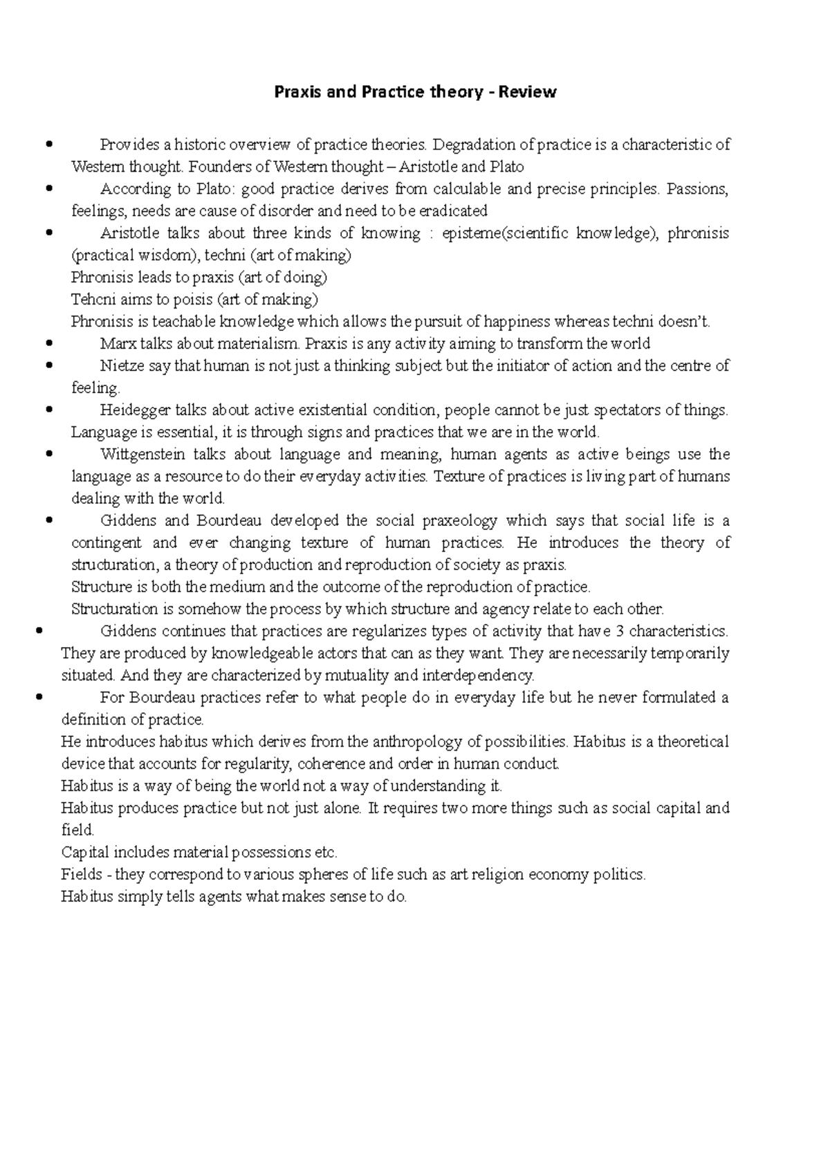 Summary Praxis and Practice theory Praxis and Practice theory Review Studocu