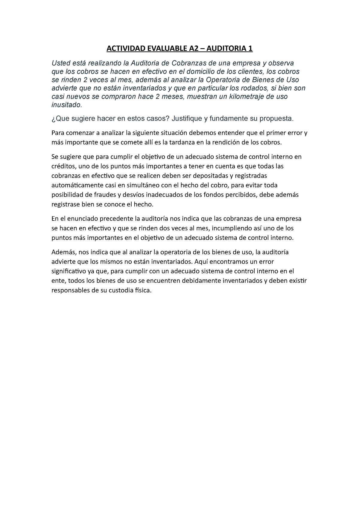 Actividad Evaluable A2 Actividad Evaluable A2 Auditoria 1 Usted Está Realizando La Auditoria 0781