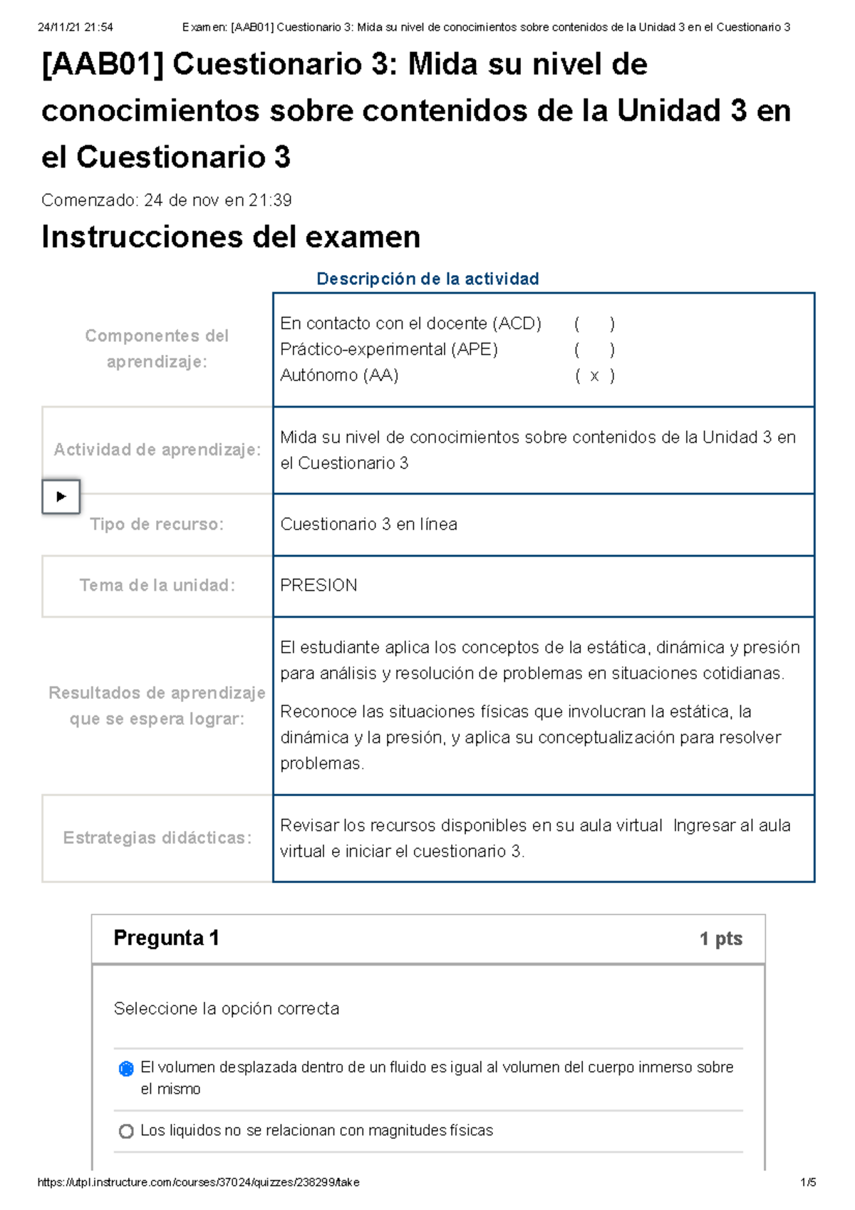 Examen [AAB01] Cuestionario 3 Mida Su Nivel De Conocimientos Sobre ...