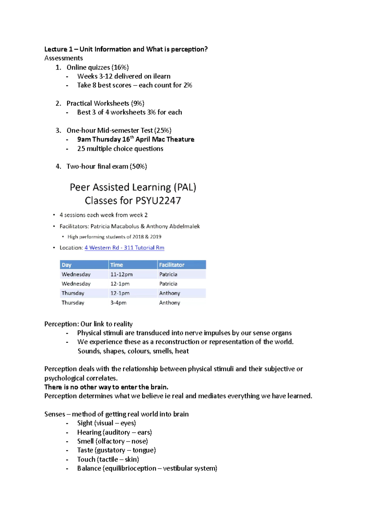 PSYU2247 UNIT Notes - Lecture 1 – Unit Information and What is ...