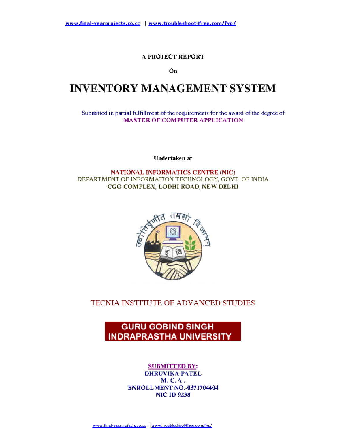 A Project Report On Inventory Management - A PROJECT REPORT On ...