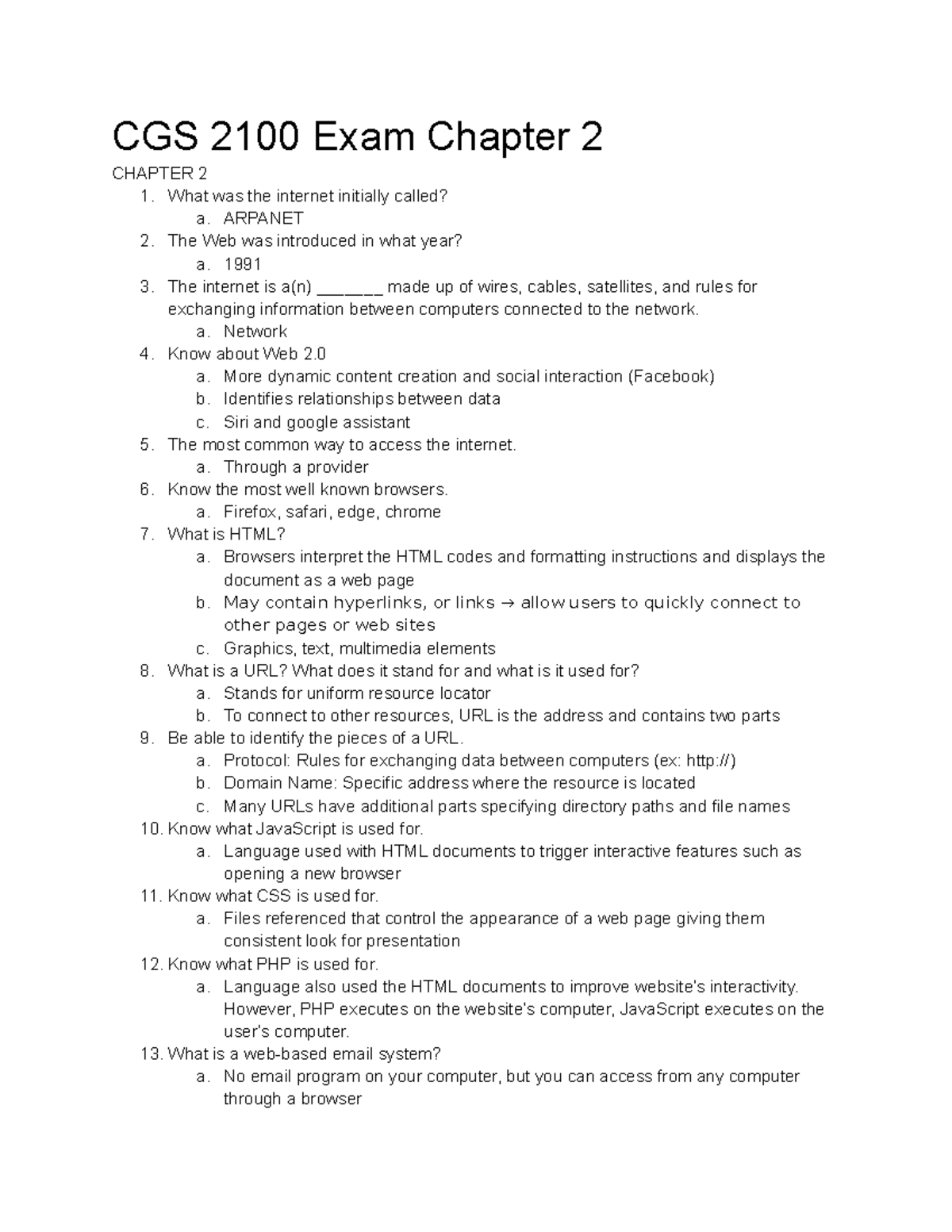 CGS 2100 Exam Chapter 2 - Professor Adria Peaden - CGS 2100 Exam ...