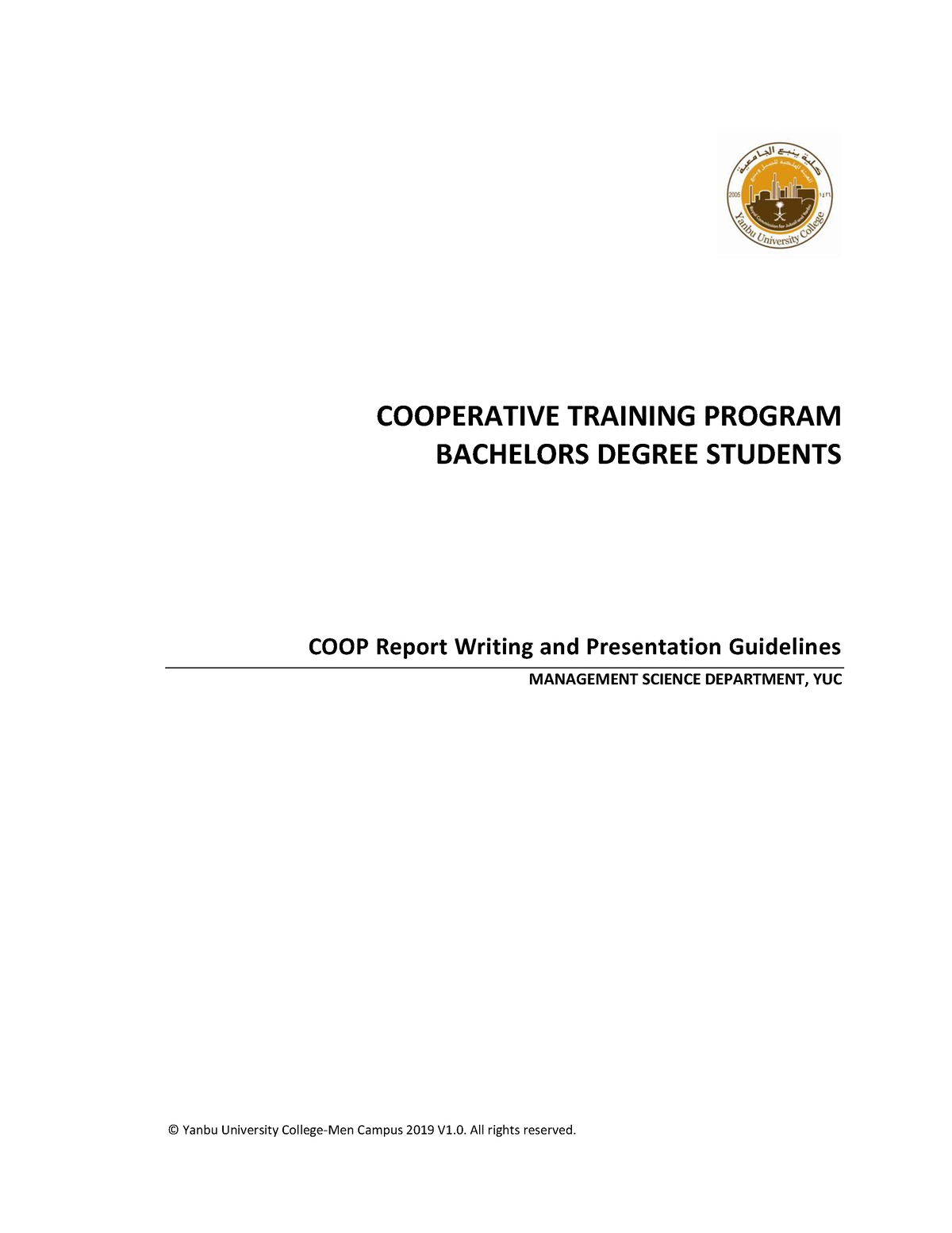 1. COOP Final Report Guideline Bachelor 2019 Version 1 - © Yanbu ...