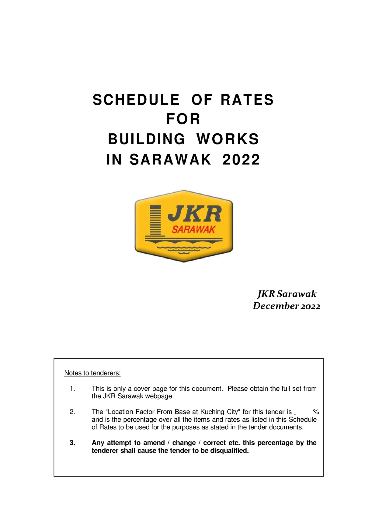 Schedule Of Rates 2022 Building Works in Sarawak SC H ED U L E O F