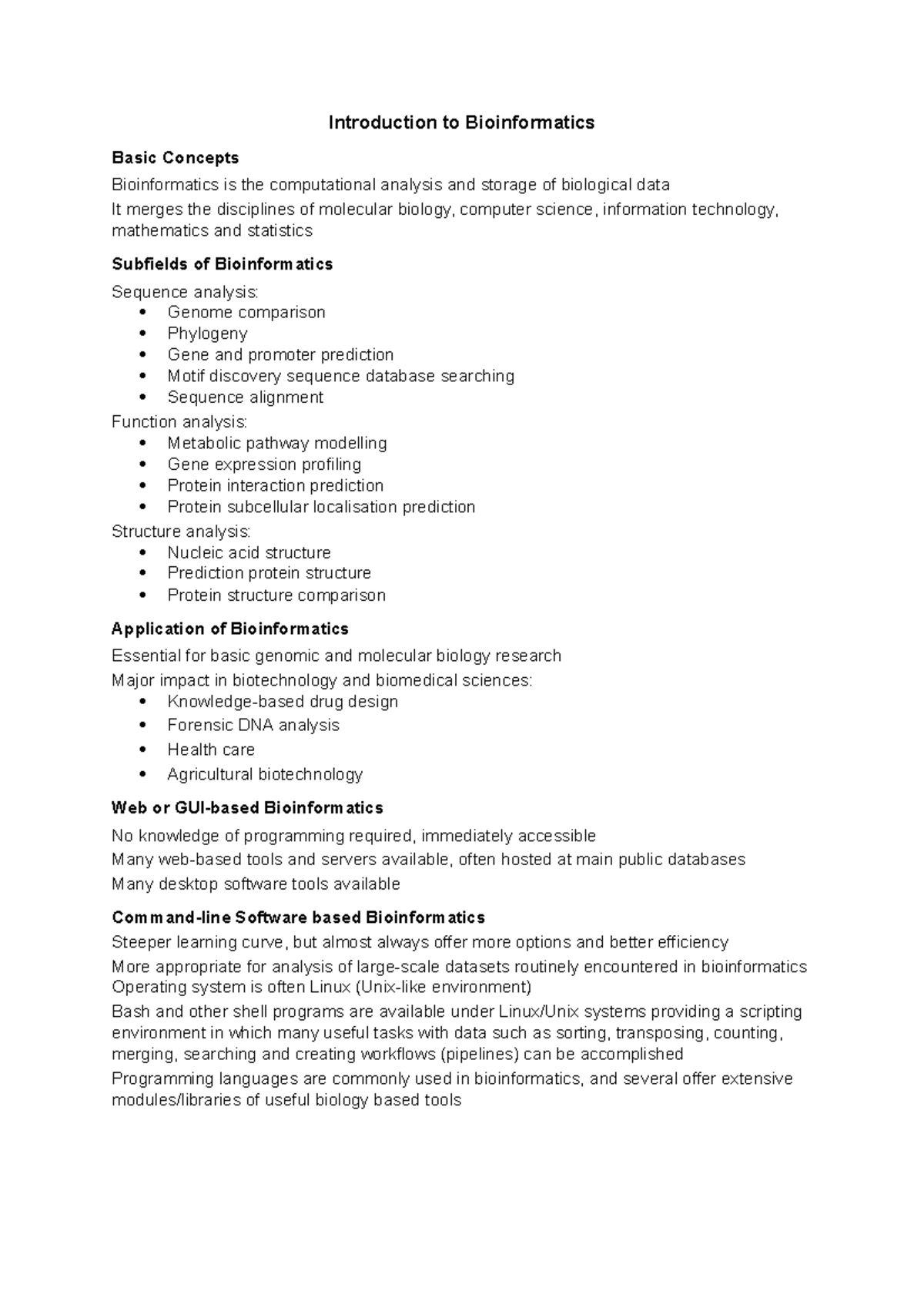 Introduction to Bioinformatics Maintain a lab notebook Organise work