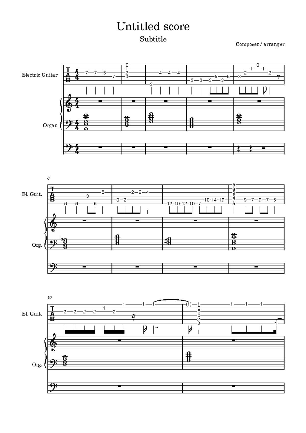 Music - tgg - Untitled score Subtitle Composer / arranger 10 6 El. Guit ...