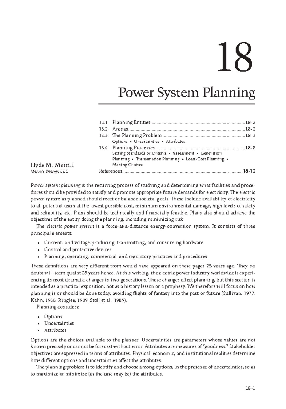 Power Systems (51) 18 Power system planning is the recurring