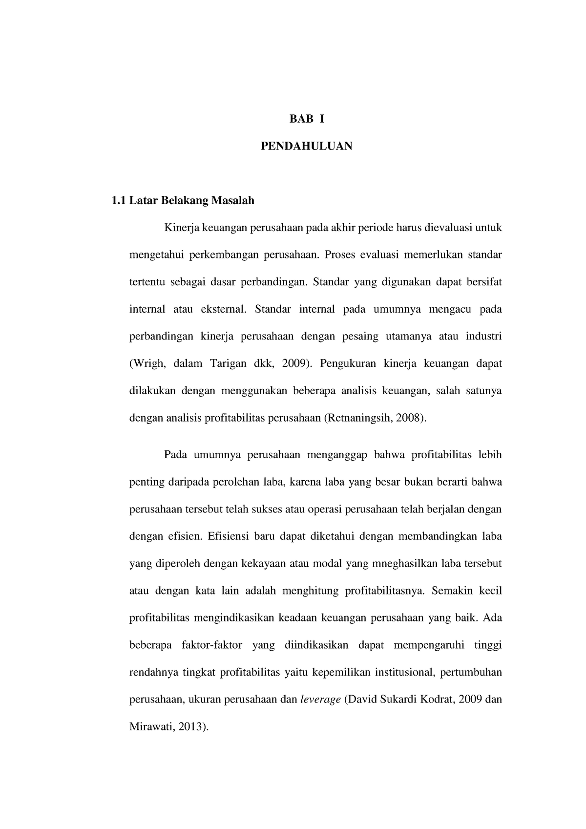 Pengaruh Leverage, Ukuran Perusahaan, Pertumbuhan Perusahaan ...