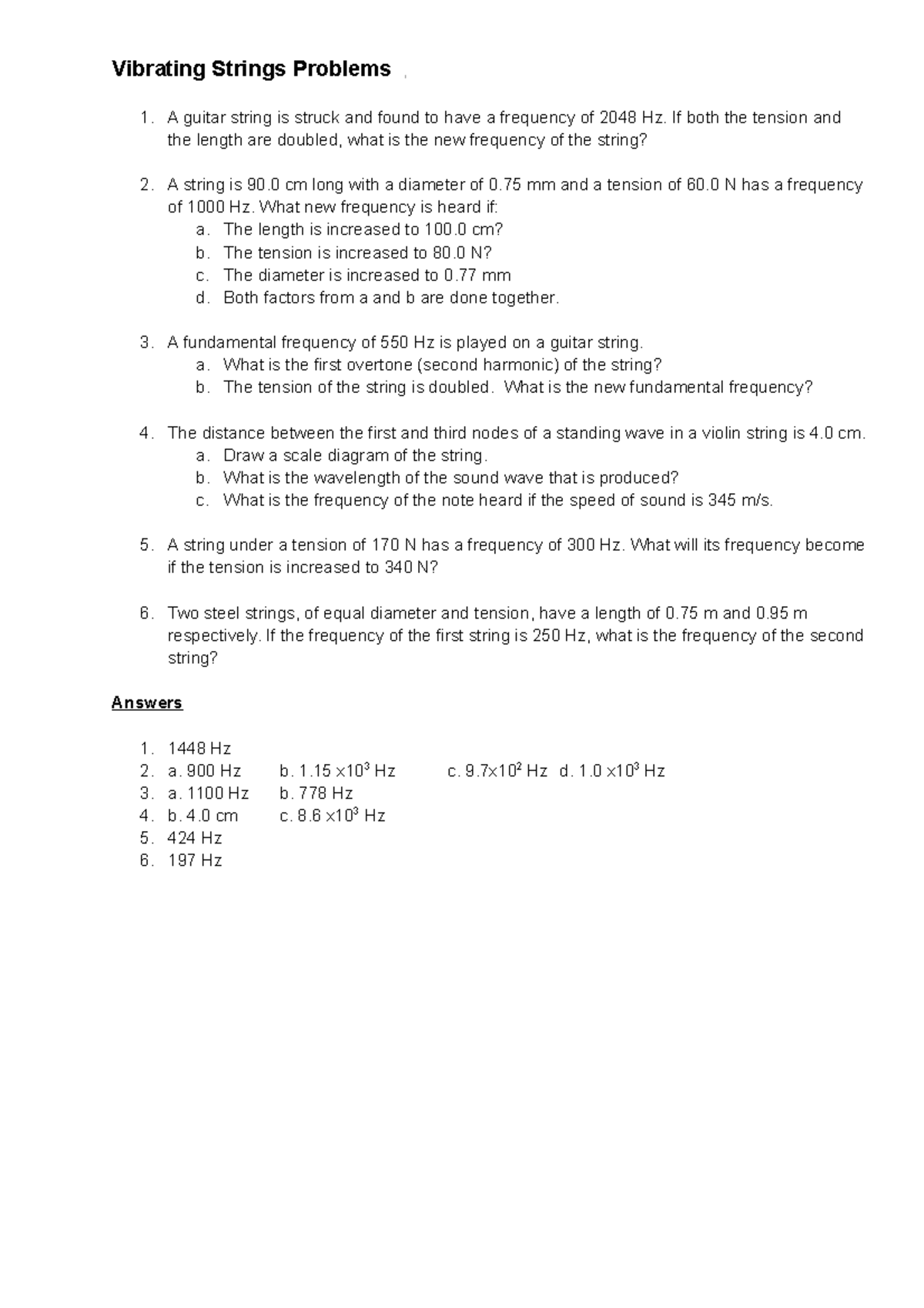 Vibrating String Problem set grade 11 - JLCP 510 - George Mason - Studocu