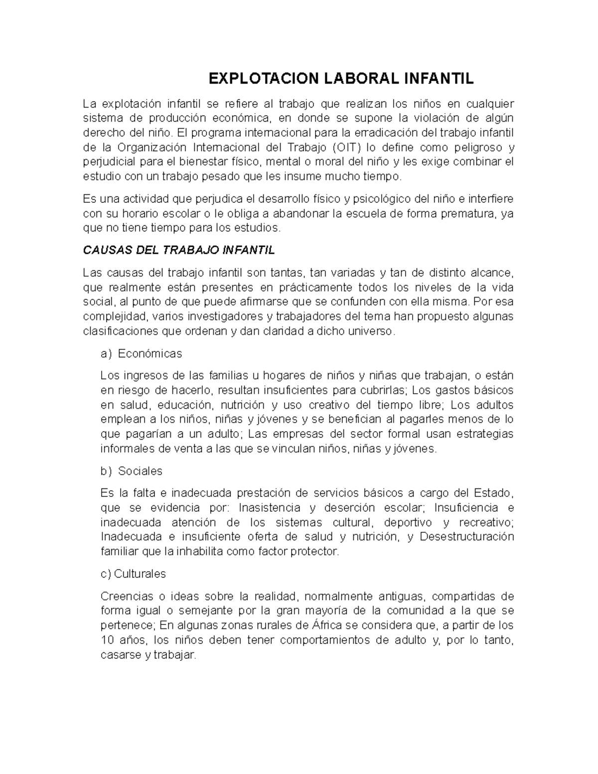 Explotacion Laboral Infantil 5-6-2021 - EXPLOTACION LABORAL INFANTIL La ...