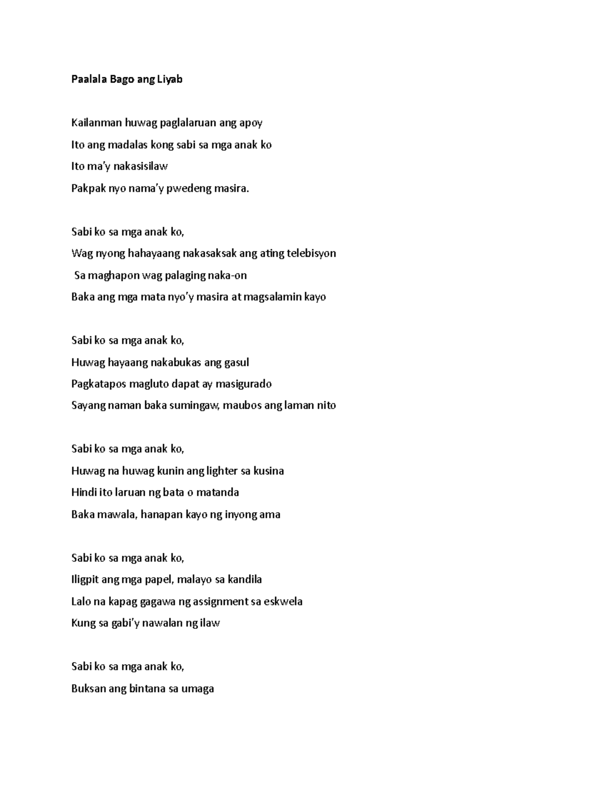 SAMPLE FILIPINO SPOKEN WORD POETRY ABOUT FIRE PREVENTION MONTH MARCH