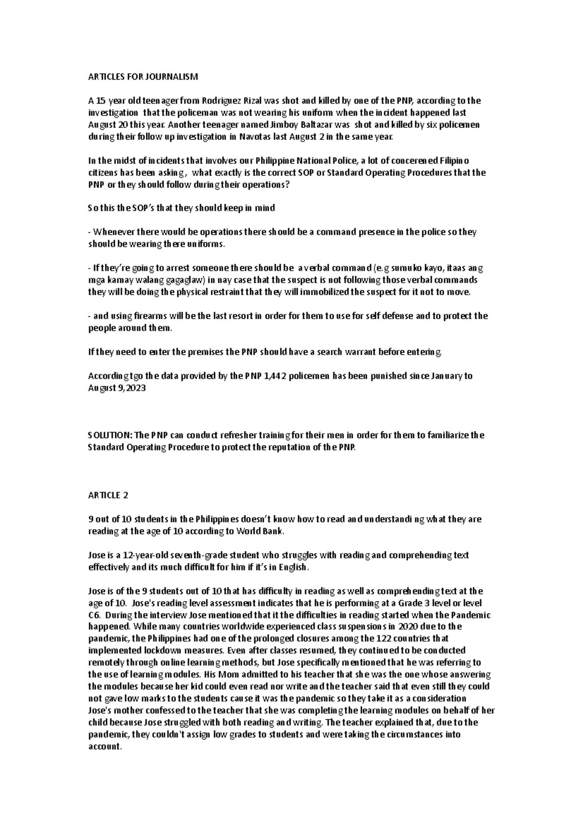 Articles FOR Journalism ARTICLES FOR JOURNALISM A 15 Year Old articles-for-journalism-articles-for-journalism-a-15-year-old
