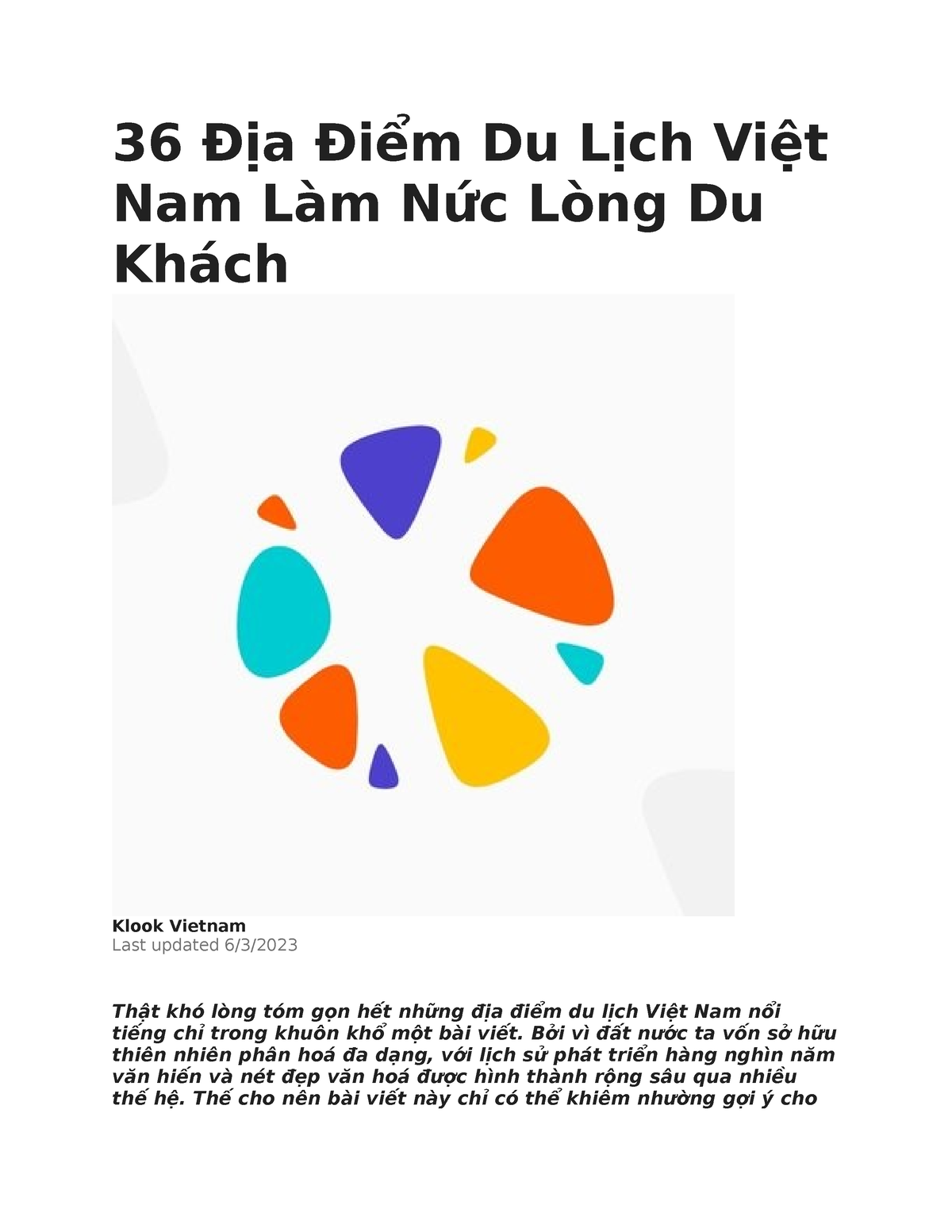 36 Địa Điểm Du Lịch Việt Nam Làm Nức Lòng Du Khách - 36 Địa Điểm Du Lịch  Việt Nam Làm Nức - Studocu