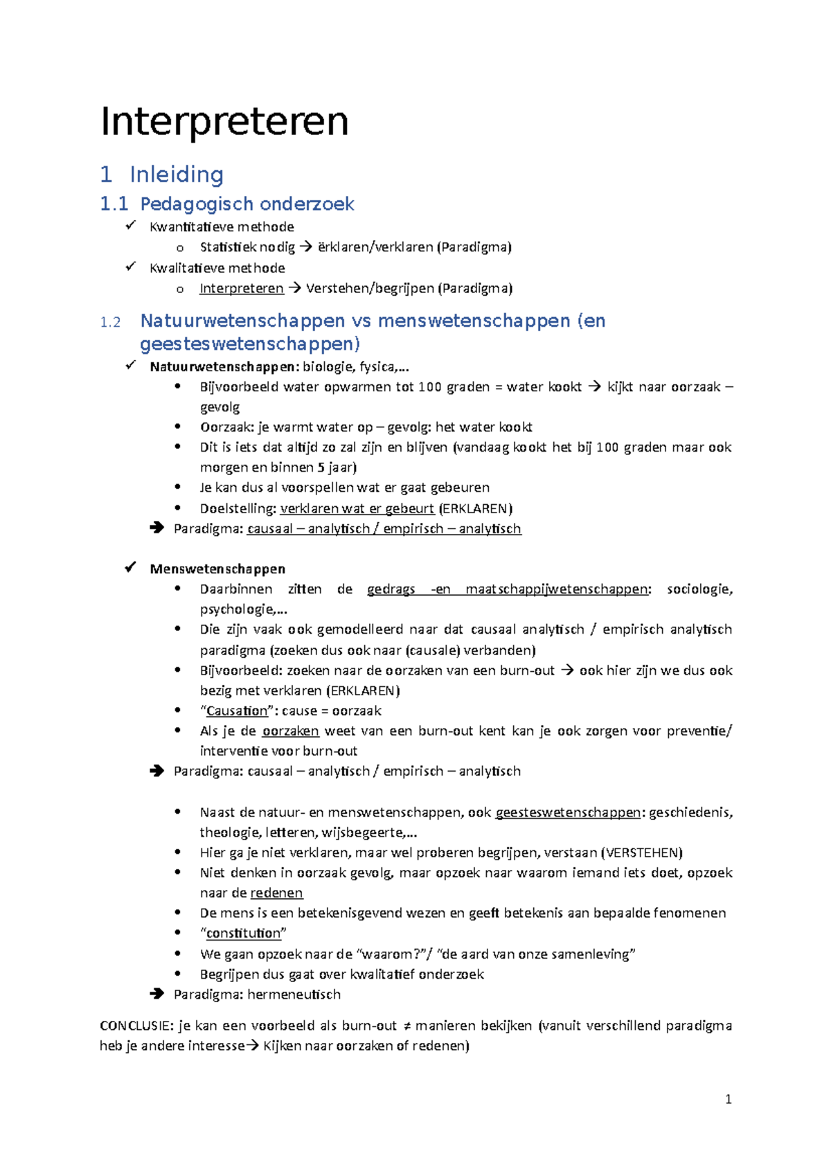 Interpreteren Samenvatting - Interpreteren 1 Inleiding 1 Pedagogisch ...