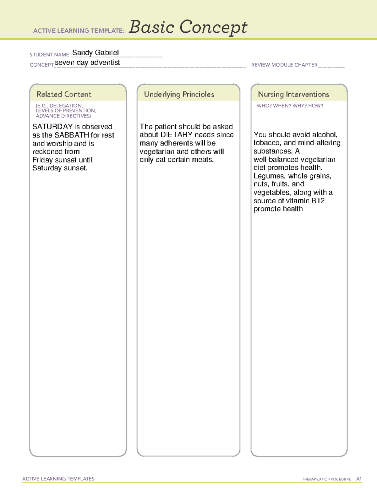 Seven day adventist - medications - ACTIVE LEARNING TEMPLATES ...