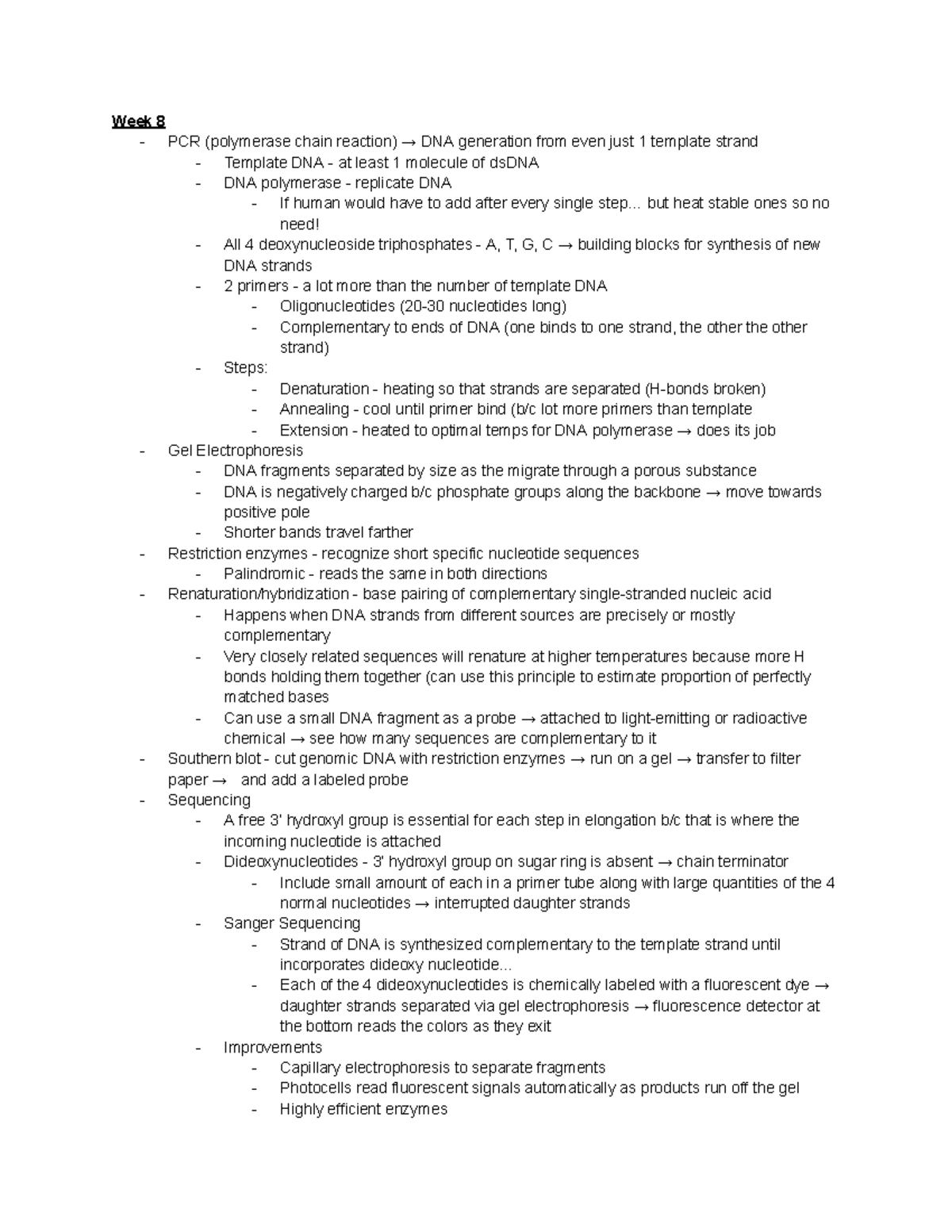 LS 7C Textbook Notes - Week 8 - Week 8 - PCR (polymerase chain reaction ...