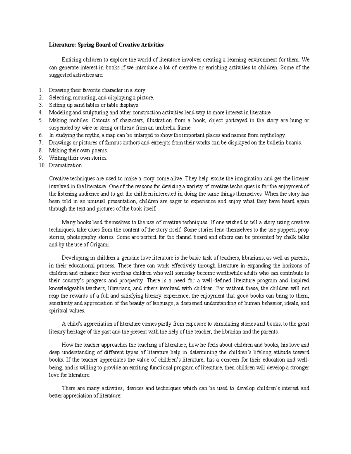 Reading Aloud Storytelling Literature Spring Board Of Creative