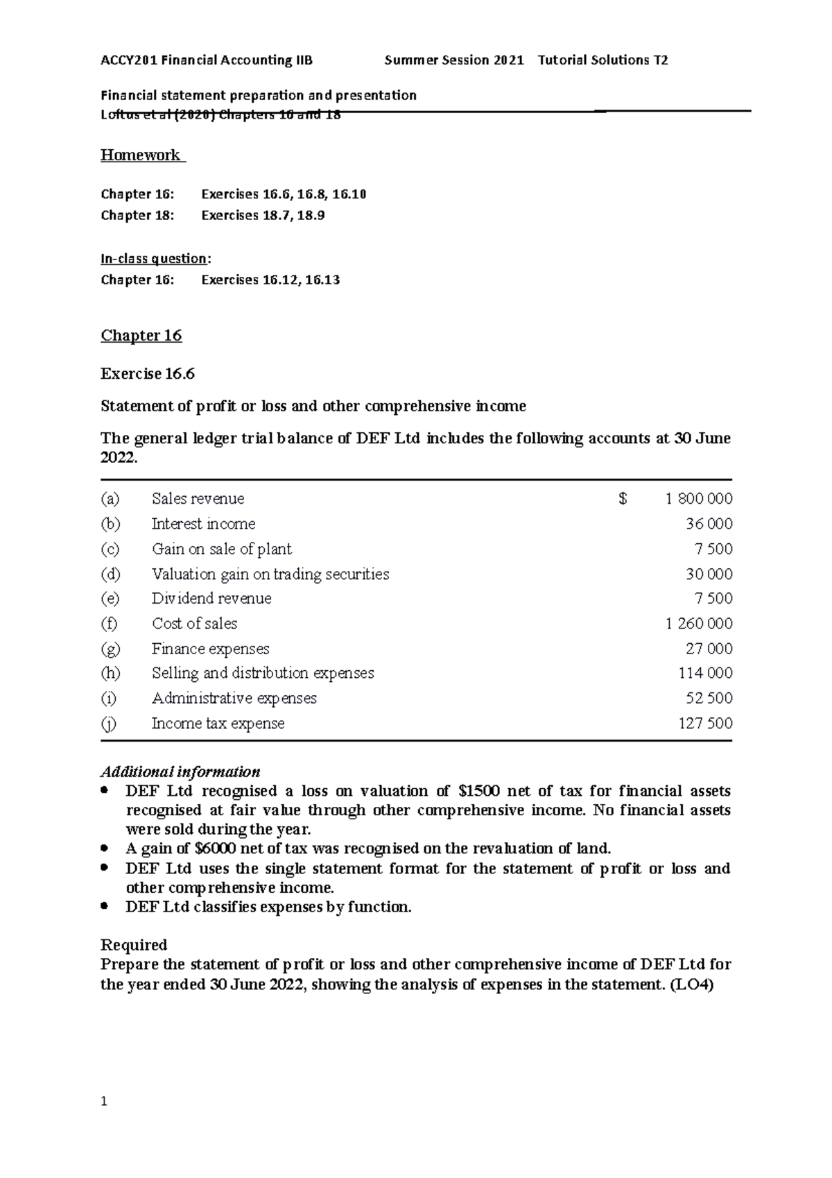 Week 2 Topic 2 Solutions - Financial statement preparation and ...