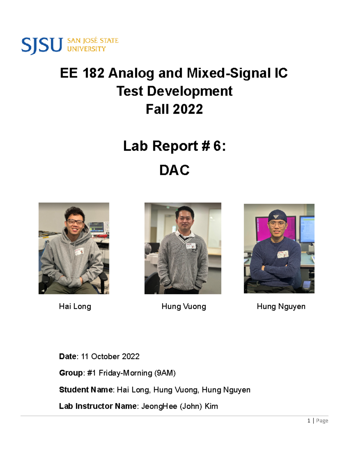 62 SJSU Lab6 Report practice materials EE 182 Analog and Mixed