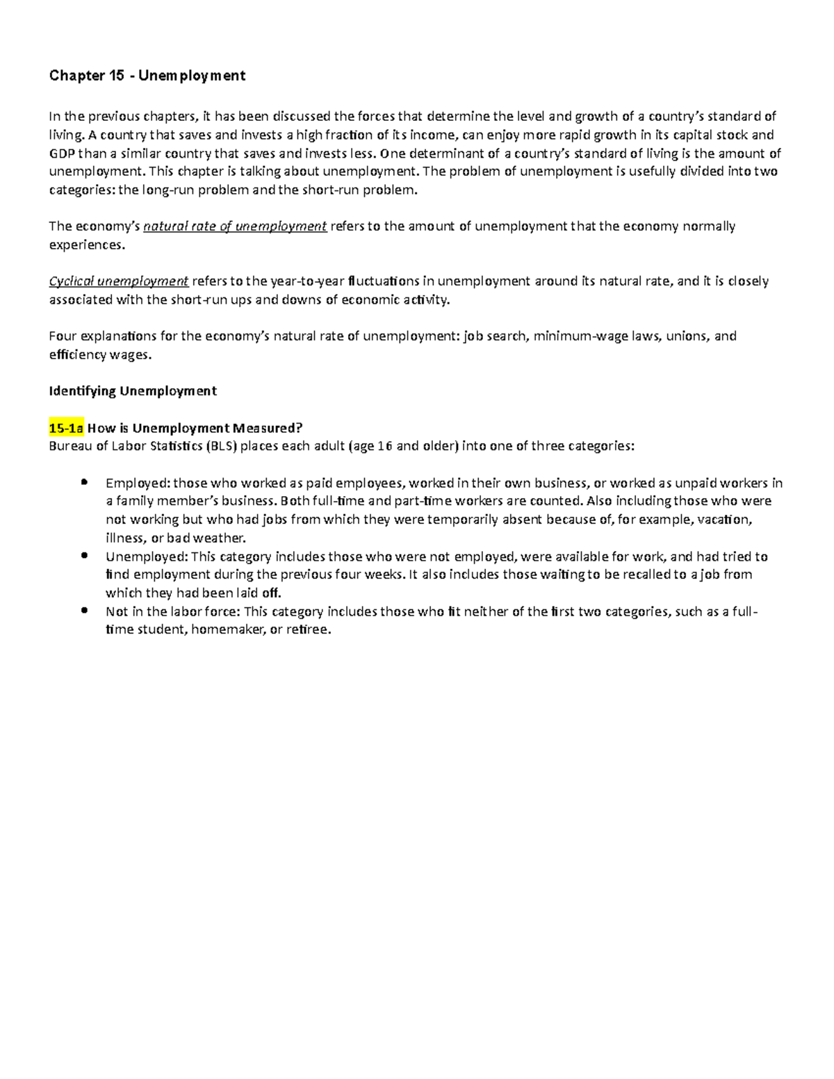 Chapter 15 Summary Principles Of Macroeconomics Chapter 15 Unemployment In The Previous 7717