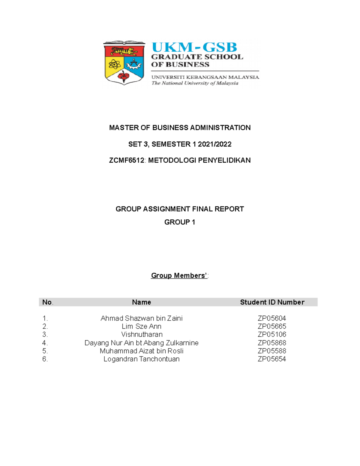 Final Report - as at 10.2.22 622PM - MASTER OF BUSINESS ADMINISTRATION ...