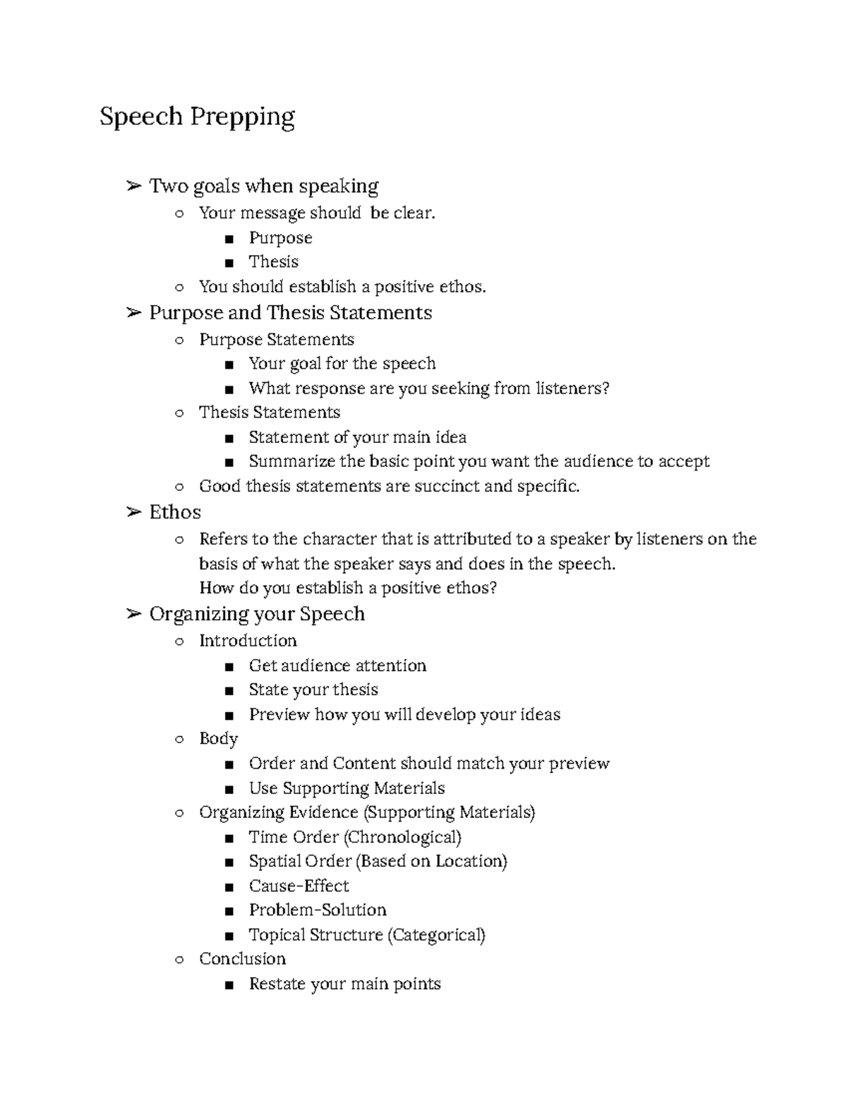 Public Speaking ch. 3 - Speech Prepping Two goals when speaking Your ...