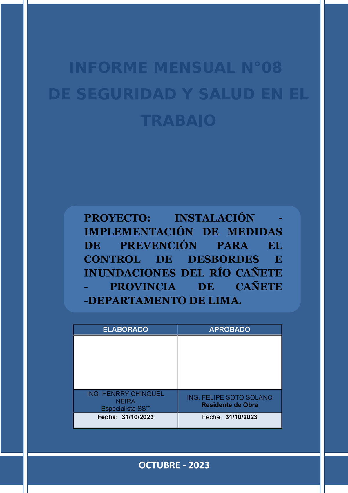 Informe Mensual De Seguridad Y Salud En El Trabajo Pci Informe Mensual N° De Seguridad Y Salud 0069