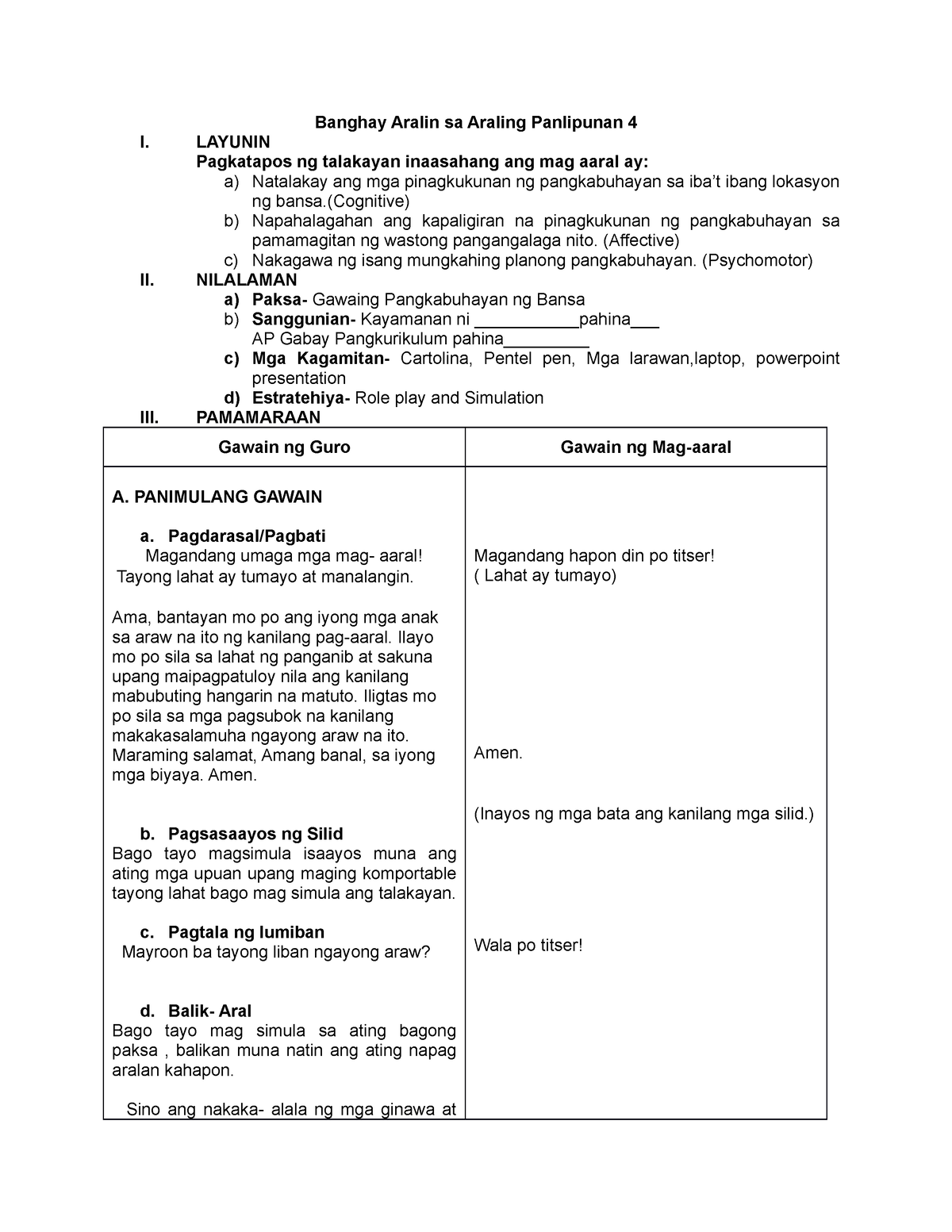 Sample Detailed Lesson Plan In AP - Banghay Aralin Sa Araling ...