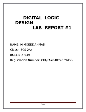 DLD Lab Report 1 - Lecture notes 3-7 - pg. 0 DIGITAL LOGIC DESIGN ...