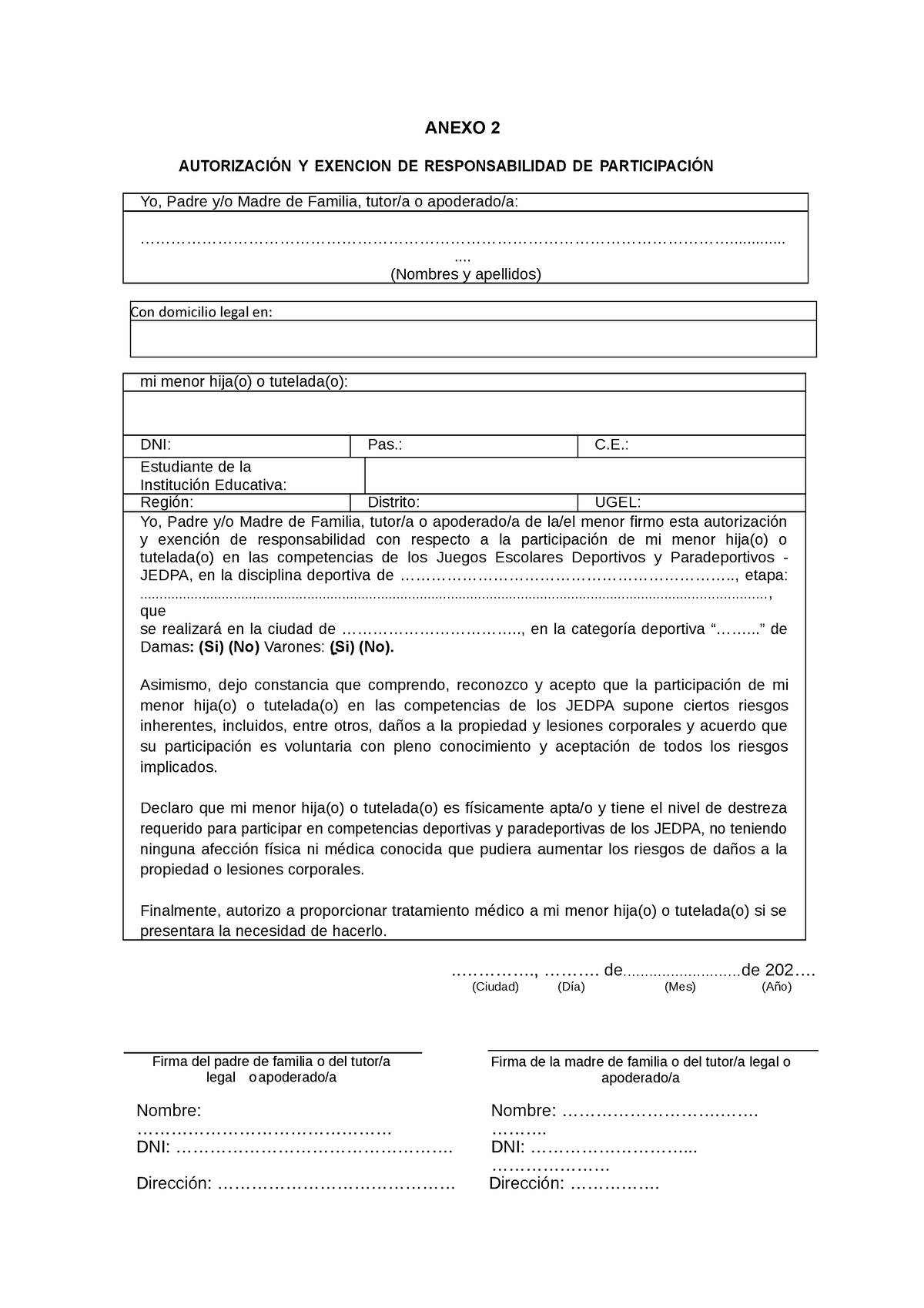 Anexo 2 Autorización De Participación Con Domicilio Legal En Anexo 2 AutorizaciÓn Y 9226