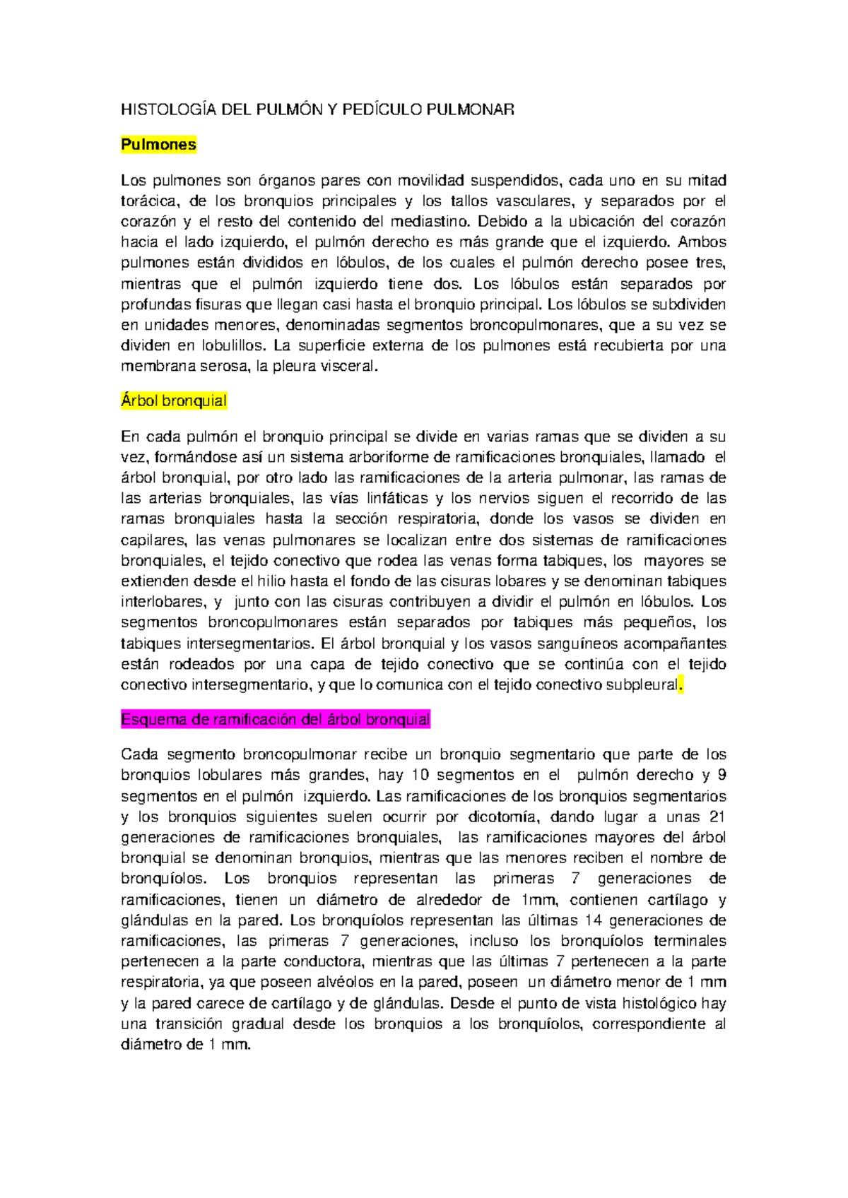 Histología DEL Pulmón Y Pedículo Pulmonar - HISTOLOGÍA DEL PULMÓN Y ...