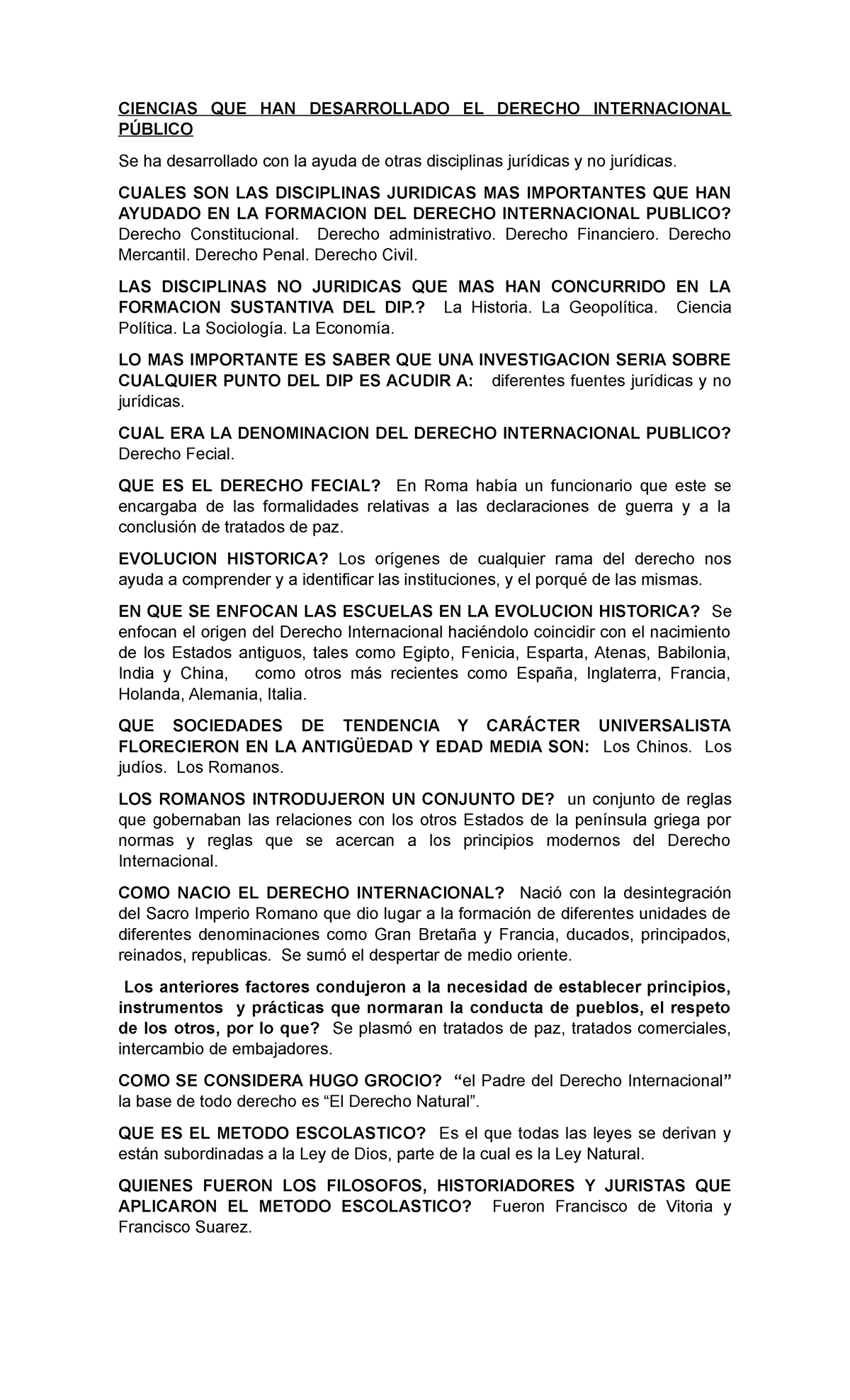 Cuestionario Derecho Publico Internacional - CIENCIAS QUE HAN ...