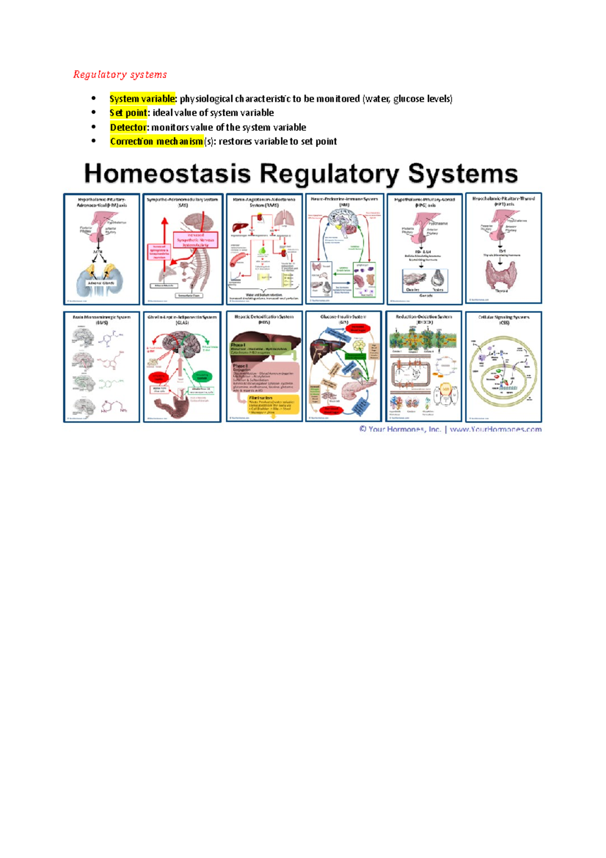 1-2 - Lecture notes 1-2 - Regulatory systems System variable ...