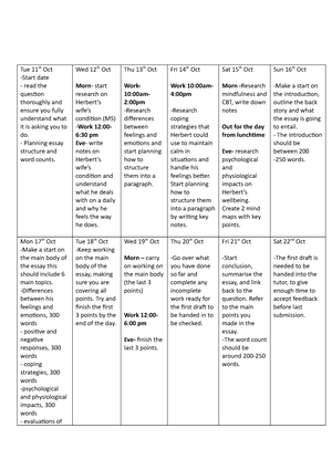 Assignment 3 - Using the timetable approach to assignment planning, you ...