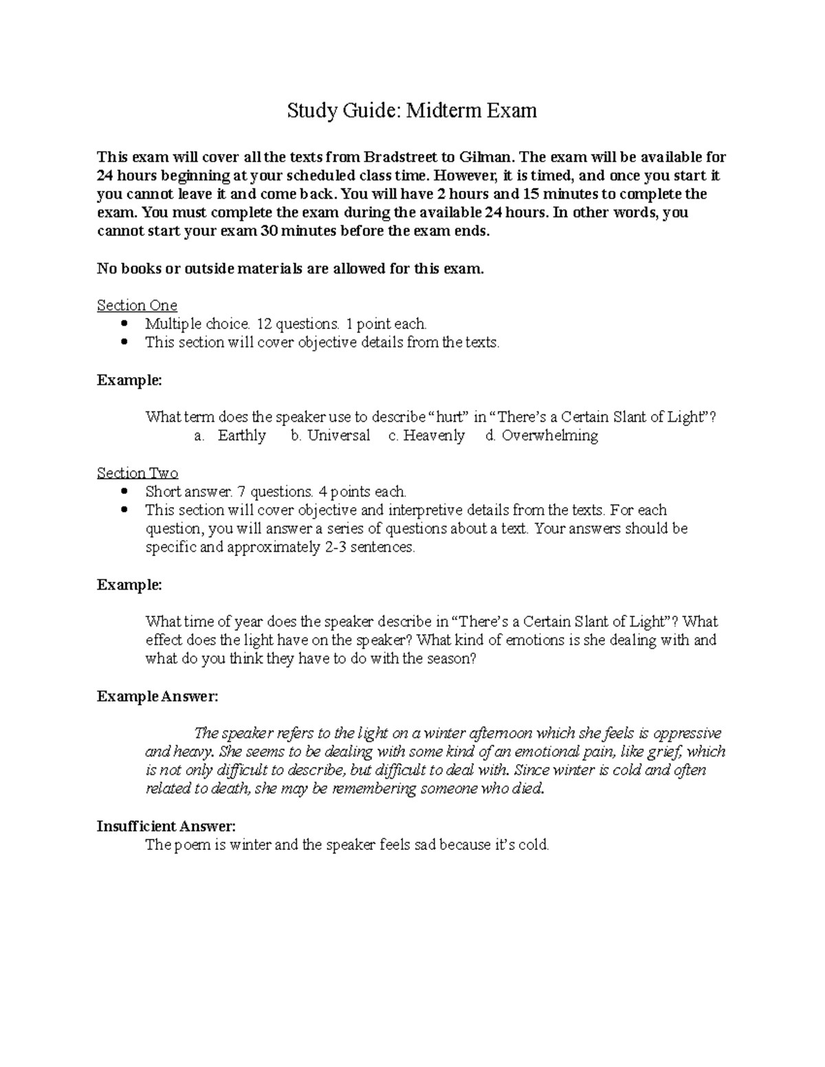 Study Guide Midterm - The exam will be available for 24 hours beginning ...