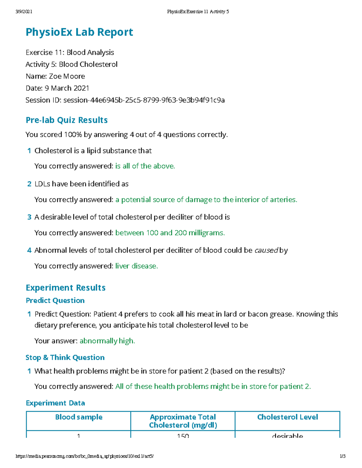 Moore Zoe Physio Ex Exercise 11 Activity 5 Studocu