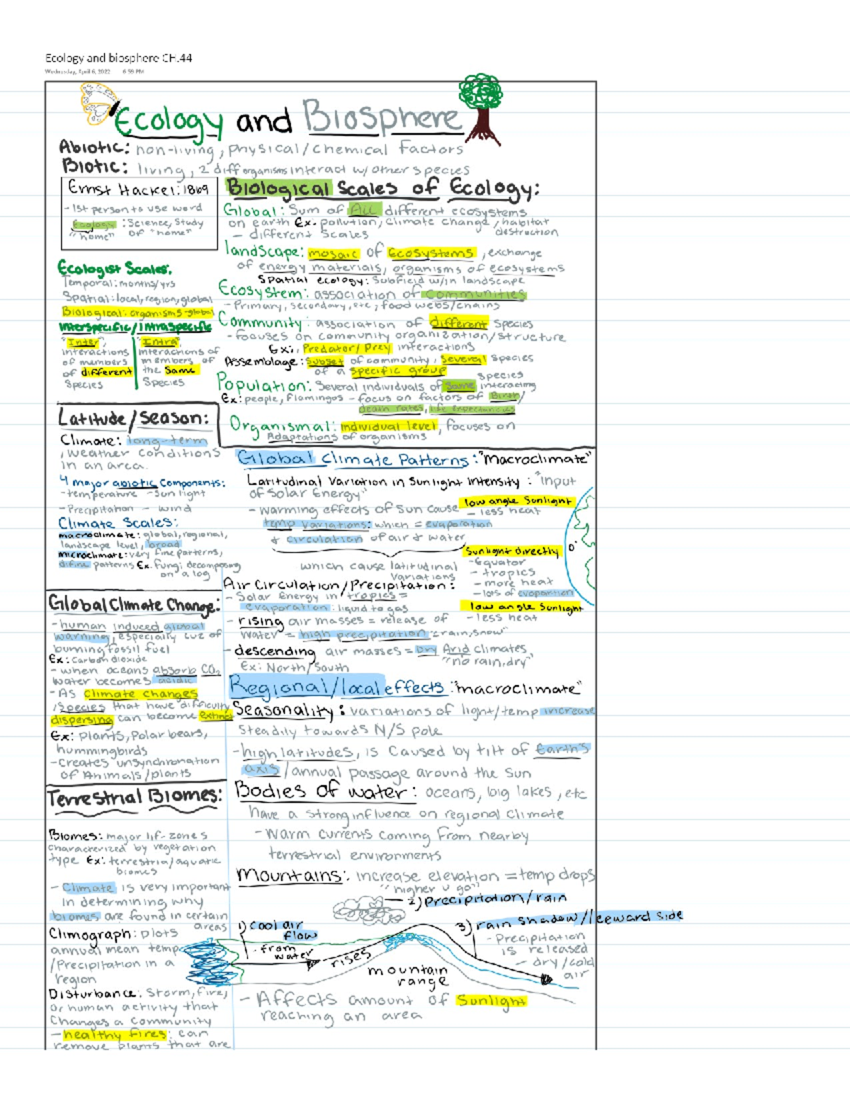 Ecology and bio - BIOL 1720 - Studocu