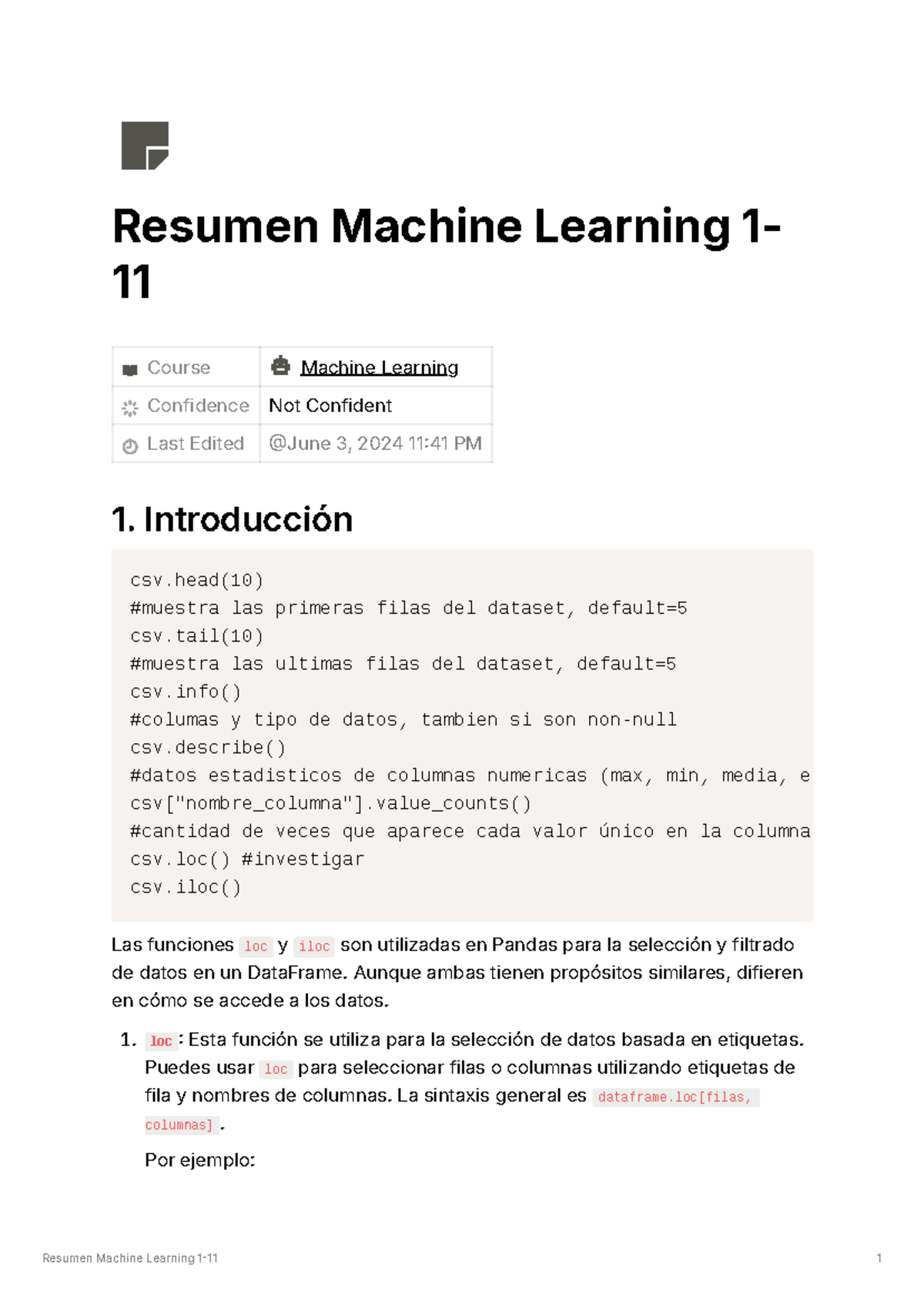 Resumen Machine Learning 1-11 - Resumen Machine Learning 1- 11 Course ...