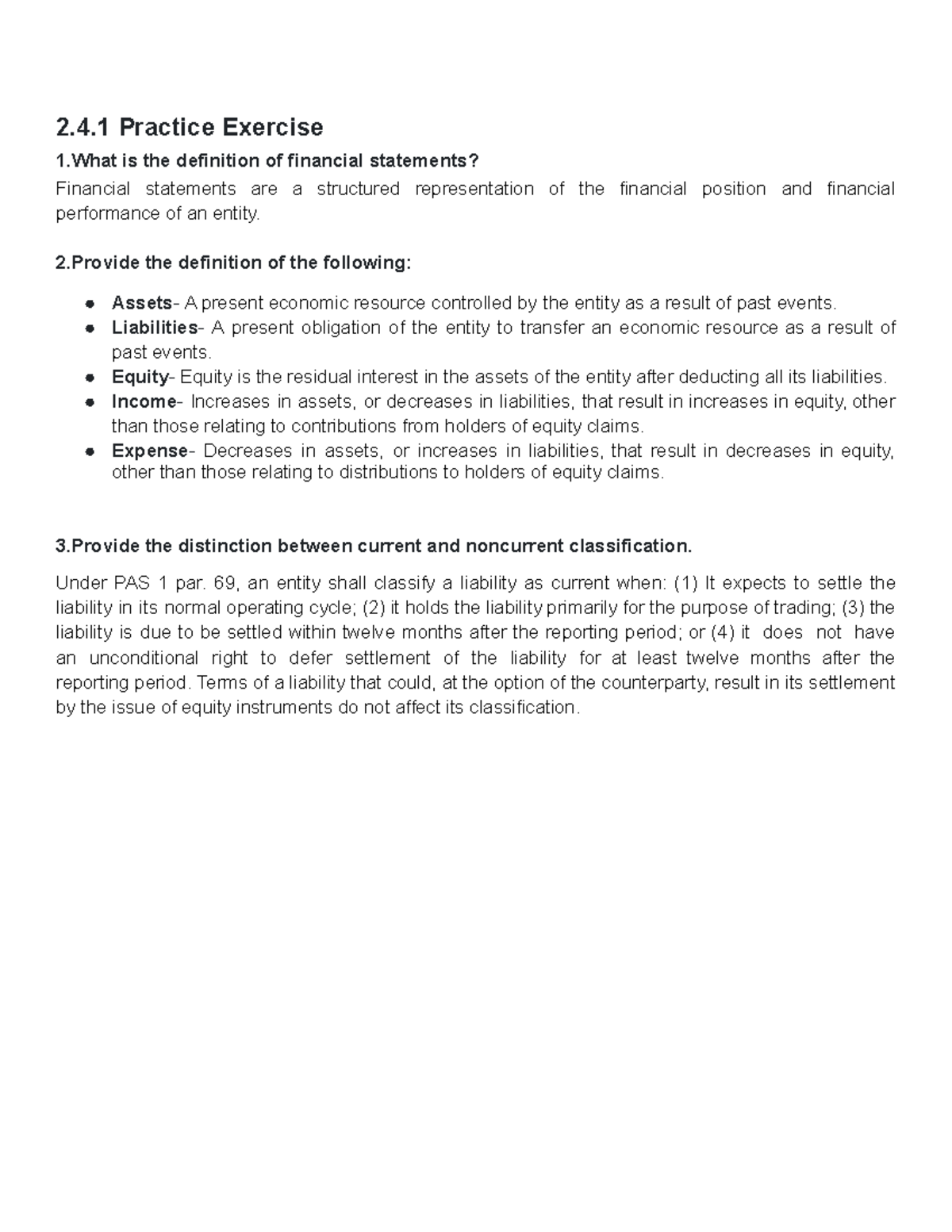 Conceptual Framework: 2.4.1 Practice Exercise - 2.4 Practice Exercise 1 ...